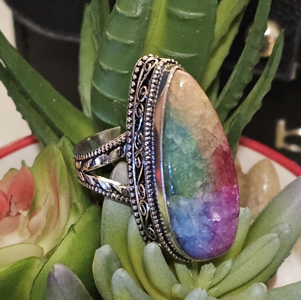 Rainbow Solar Quartz Ring - Enhances energy